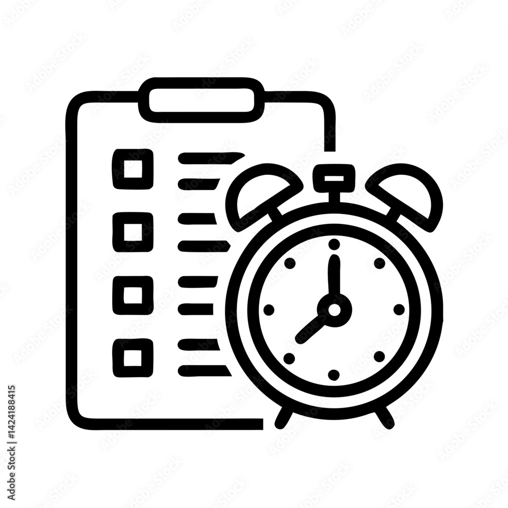 Aufkleber alarm clock with task list icon representing time management and productivity