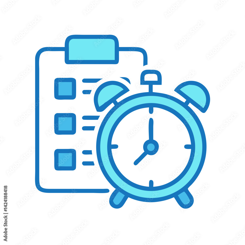 Aufkleber alarm clock with task list icon representing time management and productivity