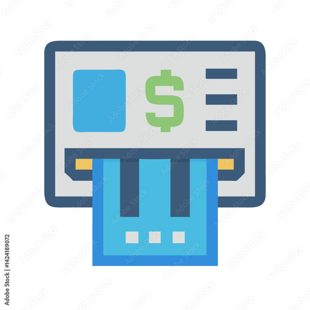 Poster atm banking machine icon representing financial transactions