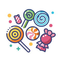 Assorted Candy and Lollipops Icon Representing Sweet Treats and Sweets