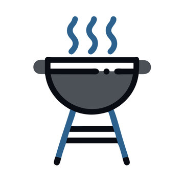 Barbecue Grill with Steam Icon Representing Cooking and Outdoor Grilling