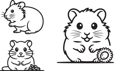 Clean and minimal hamster line art silhouette perfect for logos, stickers, t-shirts, and digital designs. Fully scalable and editable vector format.