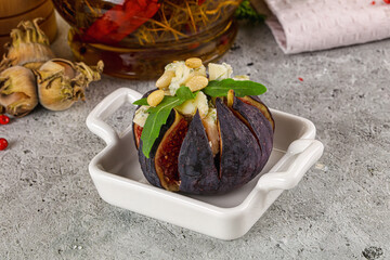 Fig with blue cheese and cedar
