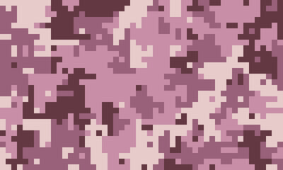 Abstract pixelated camouflage pattern in soft pink and mauve tones.  Perfect for fashion, textiles, digital art, or website backgrounds.
