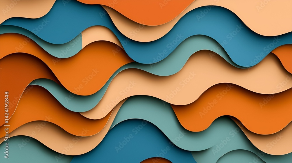 Aufkleber geometric pattern cut-out shapes artistic concept colorful layered waves of paper create an abstract