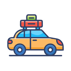 Car with Luggage Icon Representing Road Trip and Travel Adventure