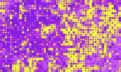 Abstract vibrant purple and yellow square mosaic pattern.  Perfect for tech, digital, modern design projects, backgrounds, and website banners.