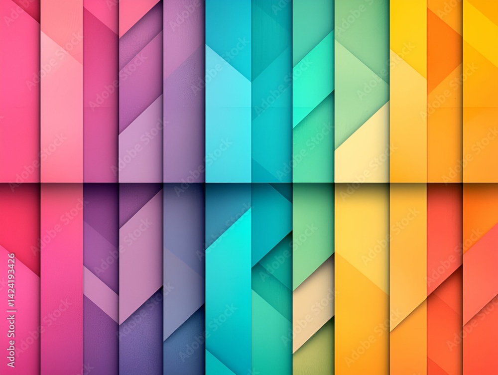 Aufkleber geometric pattern cut-out shapes artistic concept colorful geometric pattern with vibrant shades and