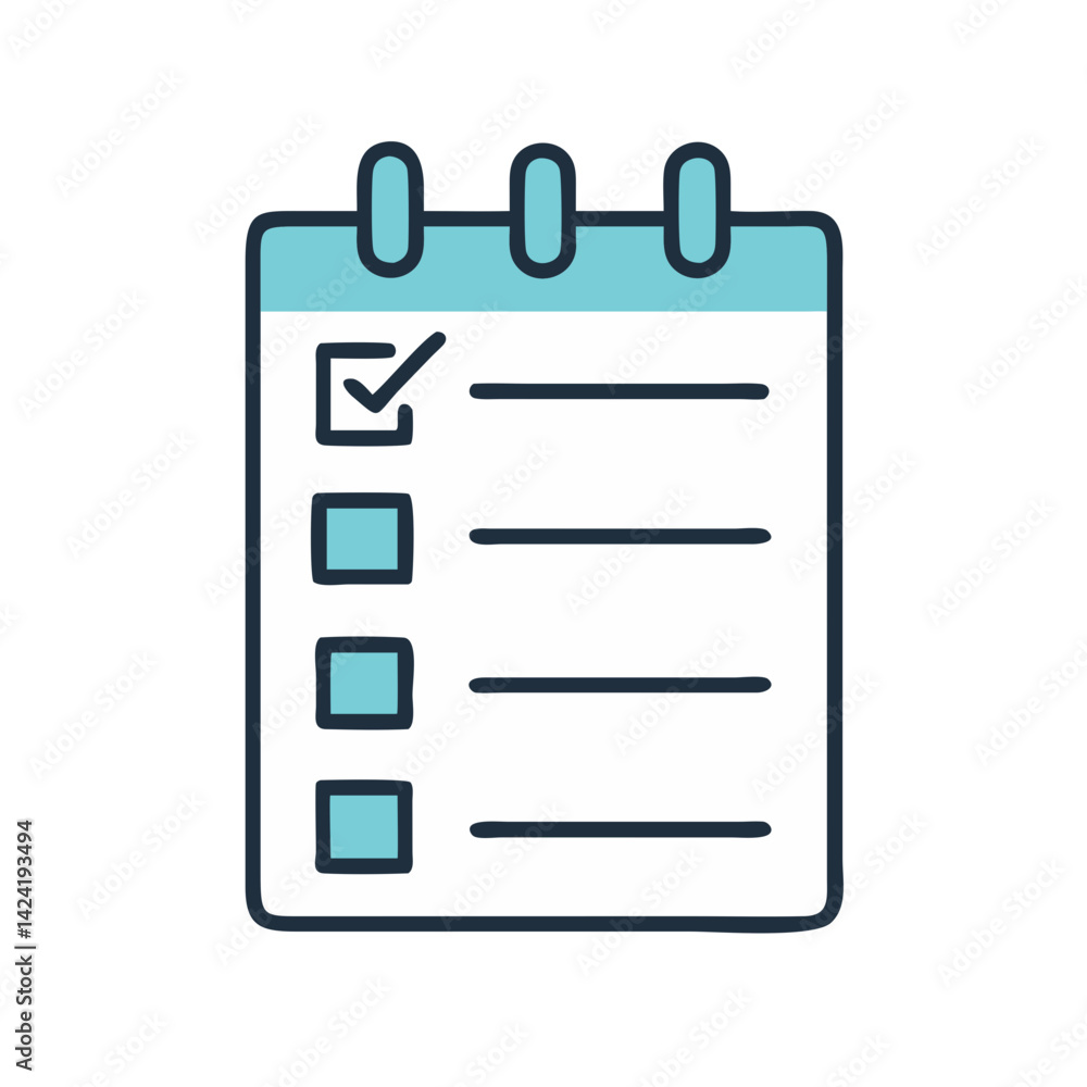 Aufkleber checklist notepad with priorities icon representing task management and organization