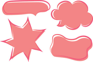 pink colorful comic art speech bubbles set vector