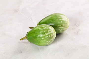 Ripe green mini eggplants heap