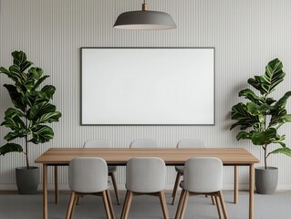 Fototapeta premium Ultrathin stainless steel whiteboard frame with seamless integration, sleek industrial aesthetic, and contemporary office styling