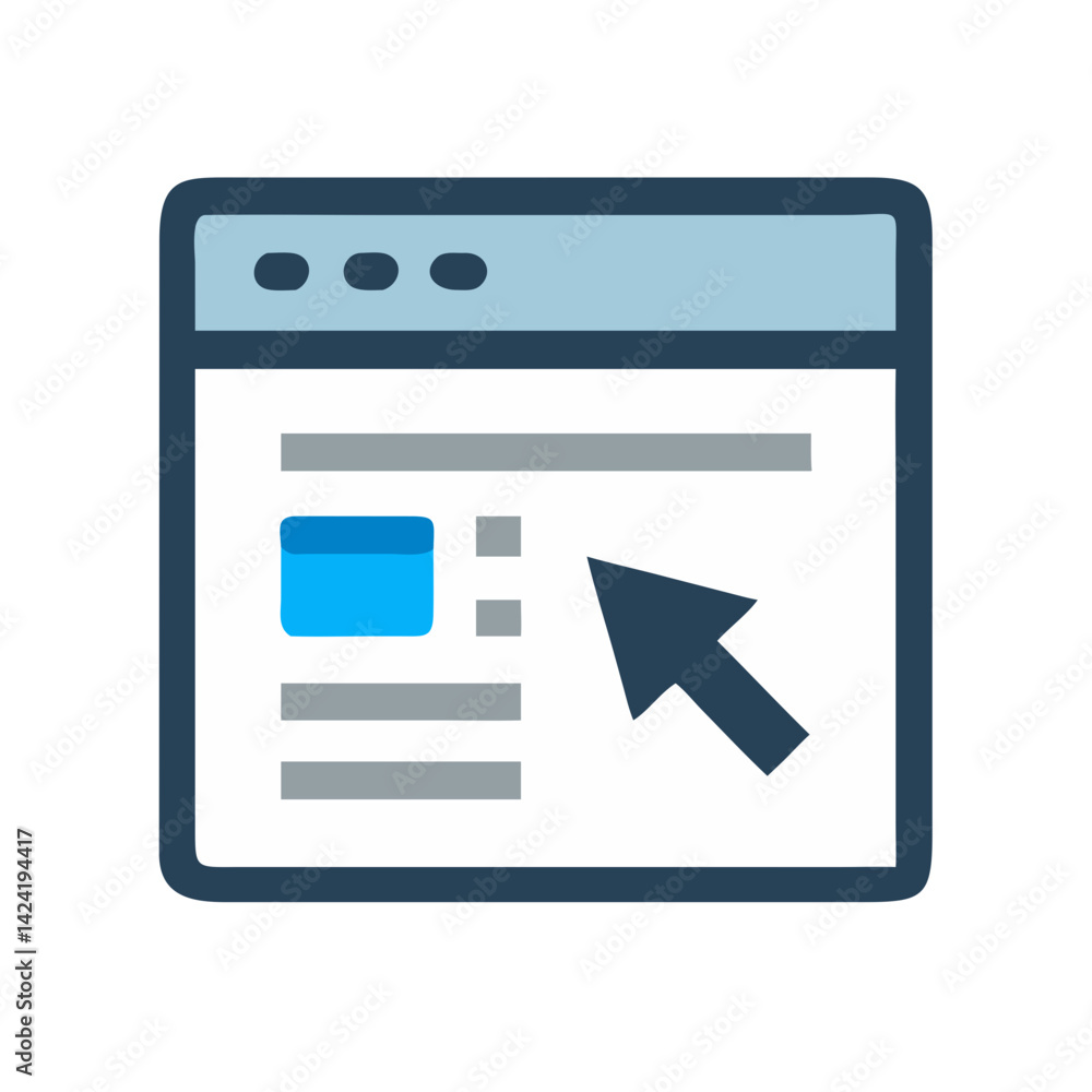 Poster Click Button on Web Page Icon Representing User Interaction or Online Navigation