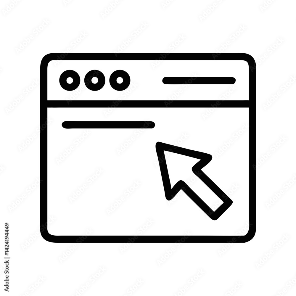 Poster Click Button on Web Page Icon Representing User Interaction or Online Navigation