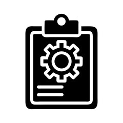 Clipboard with Gear Settings Icon Representing Task Configuration or Workflow Management