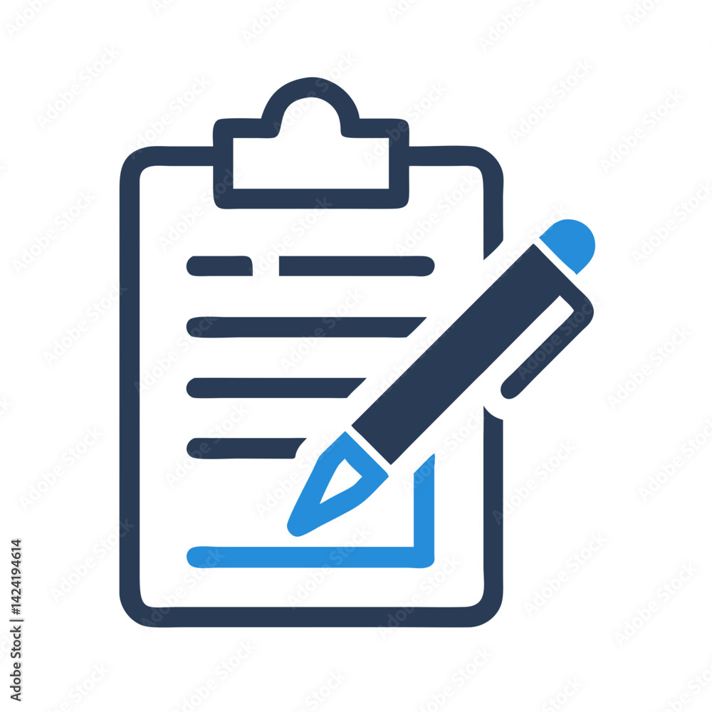 Aufkleber clipboard with pen icon representing note-taking or form filling task