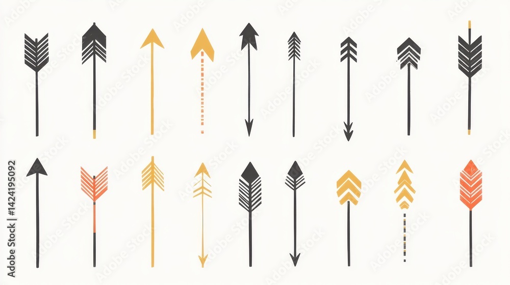Poster small simple arrow set. vector isolated minimal arrow symbol. tiny arrows png no background