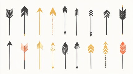 small simple arrow set. Vector isolated minimal arrow symbol. Tiny arrows PNG no background