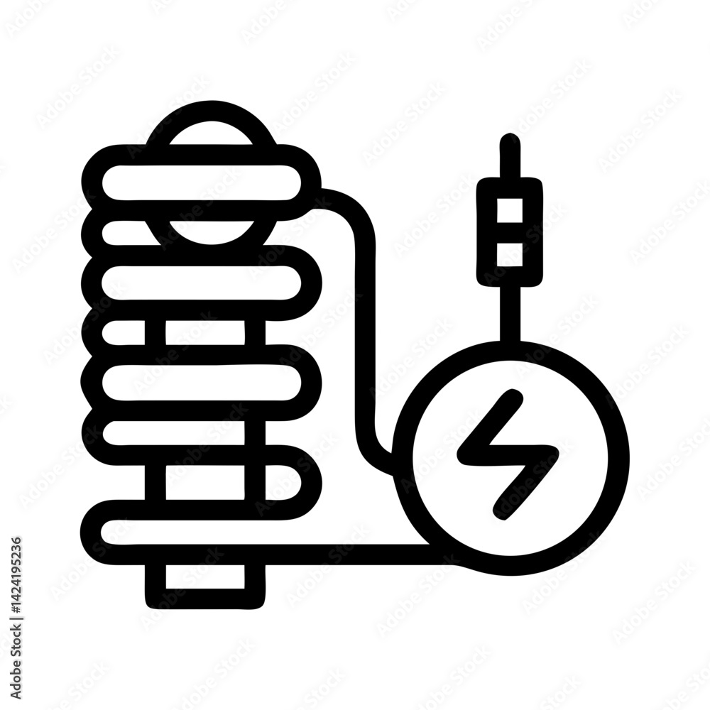 Aufkleber coil with power source icon representing electromagnetic energy or electrical induction