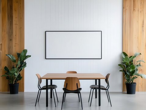 Ultrathin stainless steel whiteboard frame with seamless integration, sleek industrial aesthetic, and contemporary office styling
