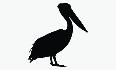 Pelican bird silhouette, flying pelican icon, vector illustration