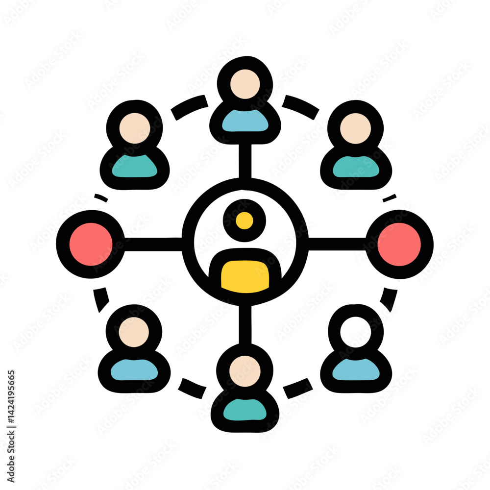 Aufkleber connected people icon representing collaboration or teamwork network