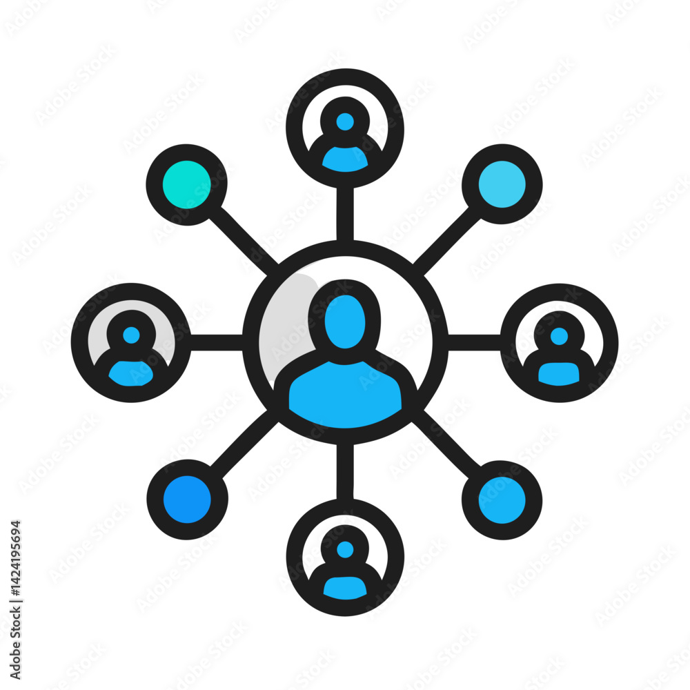 Aufkleber connected people icon representing collaboration or teamwork network