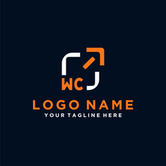 WC initials minimal modern technology logo design