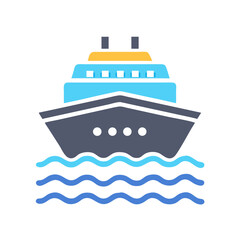 Obraz premium Cruise Ship Icon Representing Sea Travel or Ocean Voyage Experience