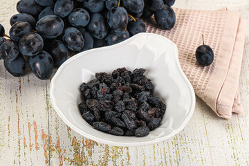 Dry ripe sweet blue raisin