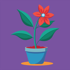 Represents flower with pot vector.