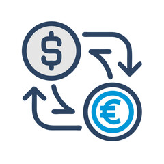 Fototapeta premium Currency Exchange Icon Representing Foreign Money Conversion or International Finance