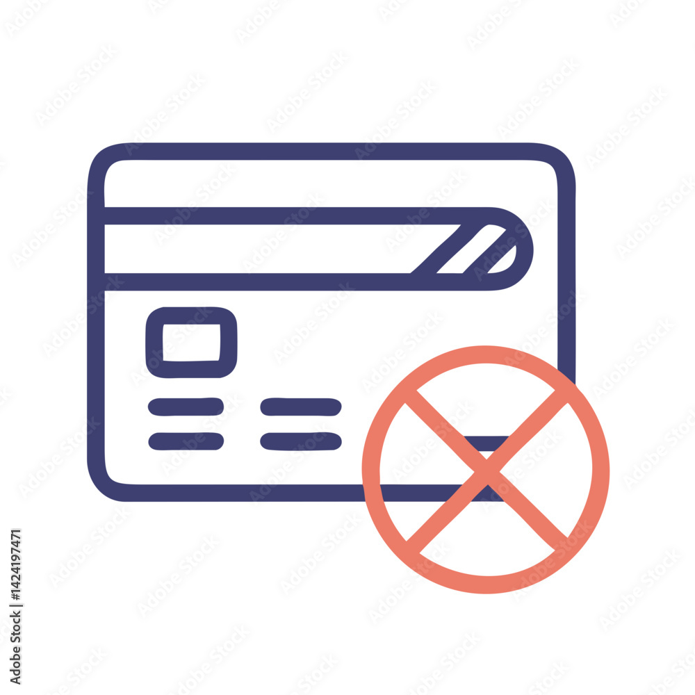 Poster declined credit card icon representing payment failure or transaction rejection