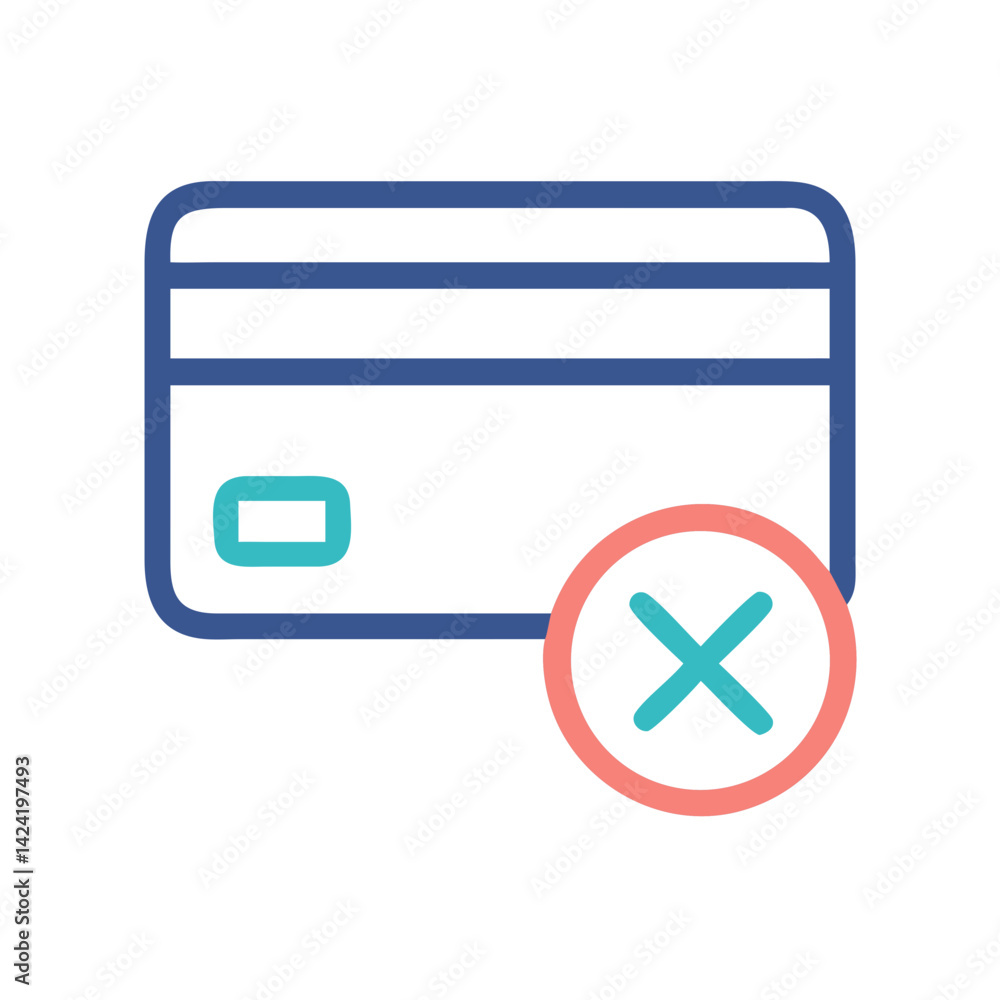 Poster declined credit card icon representing payment failure or transaction rejection