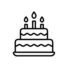 Birthday Cake Icon Outline – Celebration Dessert Vector Illustration