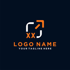 XX initials minimal modern technology logo design
