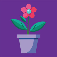 Represents flower with pot vector.