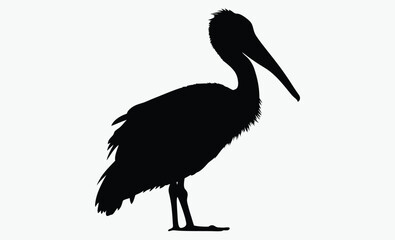 Stork silhouette, flying stork icon, bird vector illustration