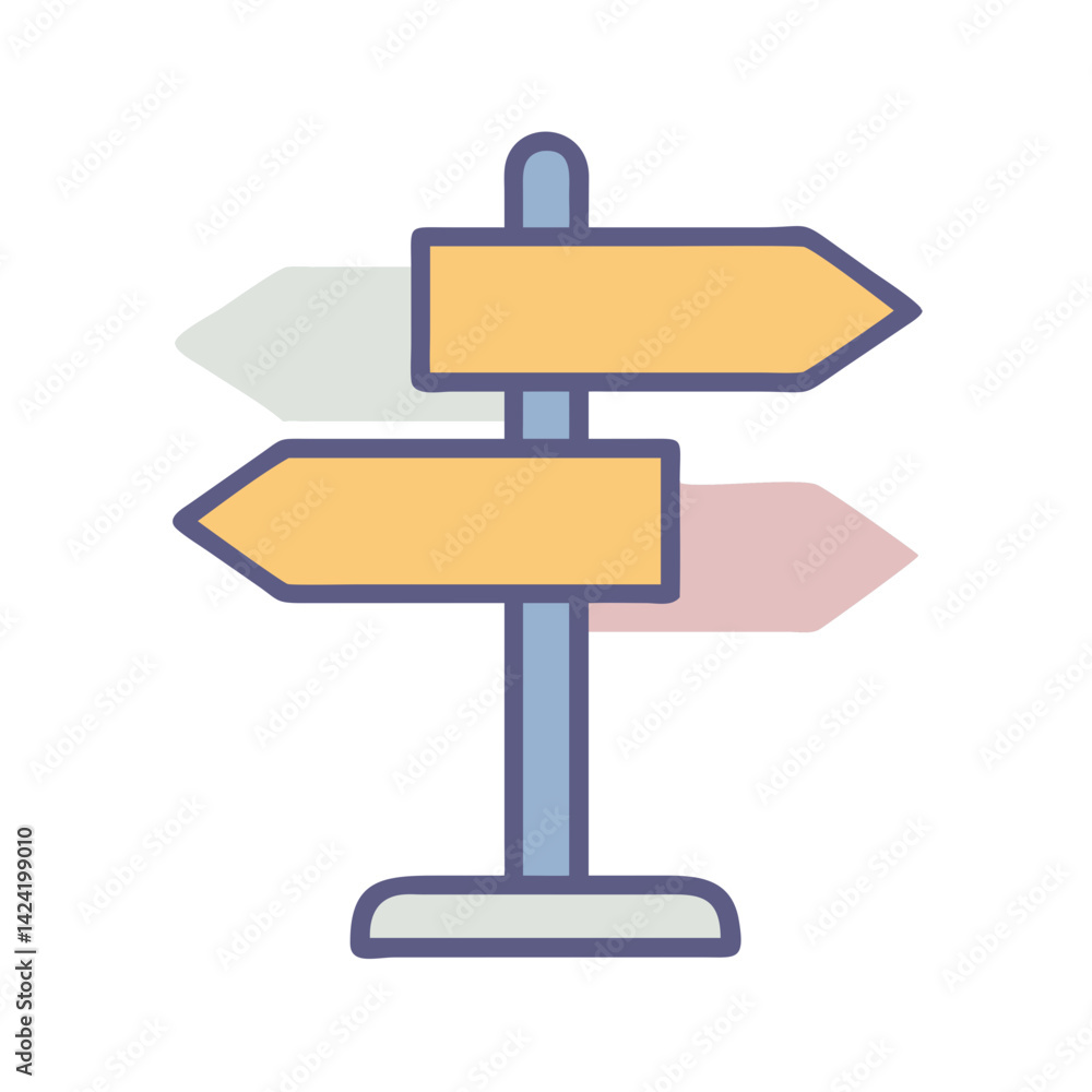 Poster Direction Signpost Icon Representing Route Guidance or Navigation Assistance