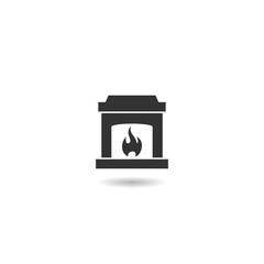 Simple Fireplace icon with shadow