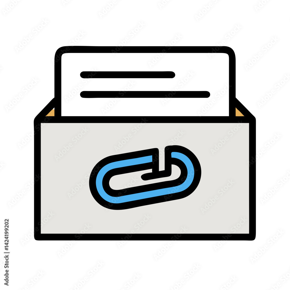 Fototapete document file box with paperclip icon representing organized files and attachments