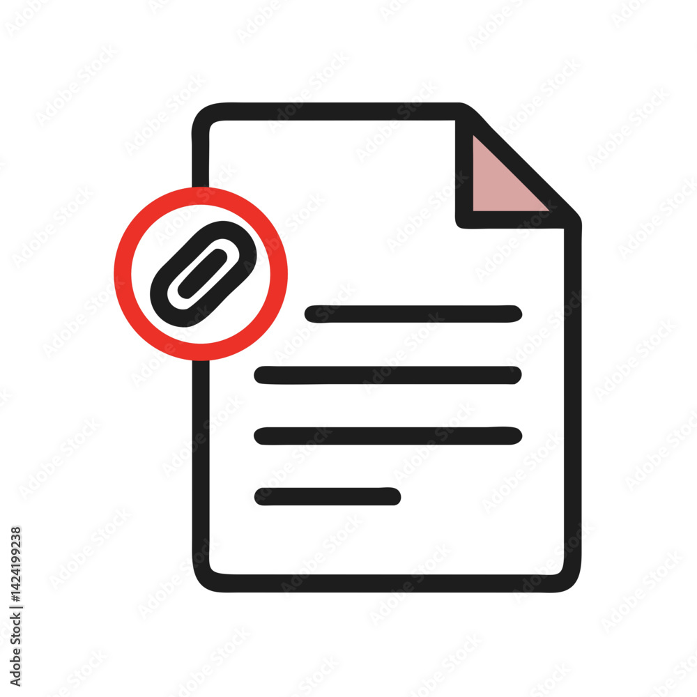 Leinwandbilder document sheet with paperclip icon representing attached files and organization