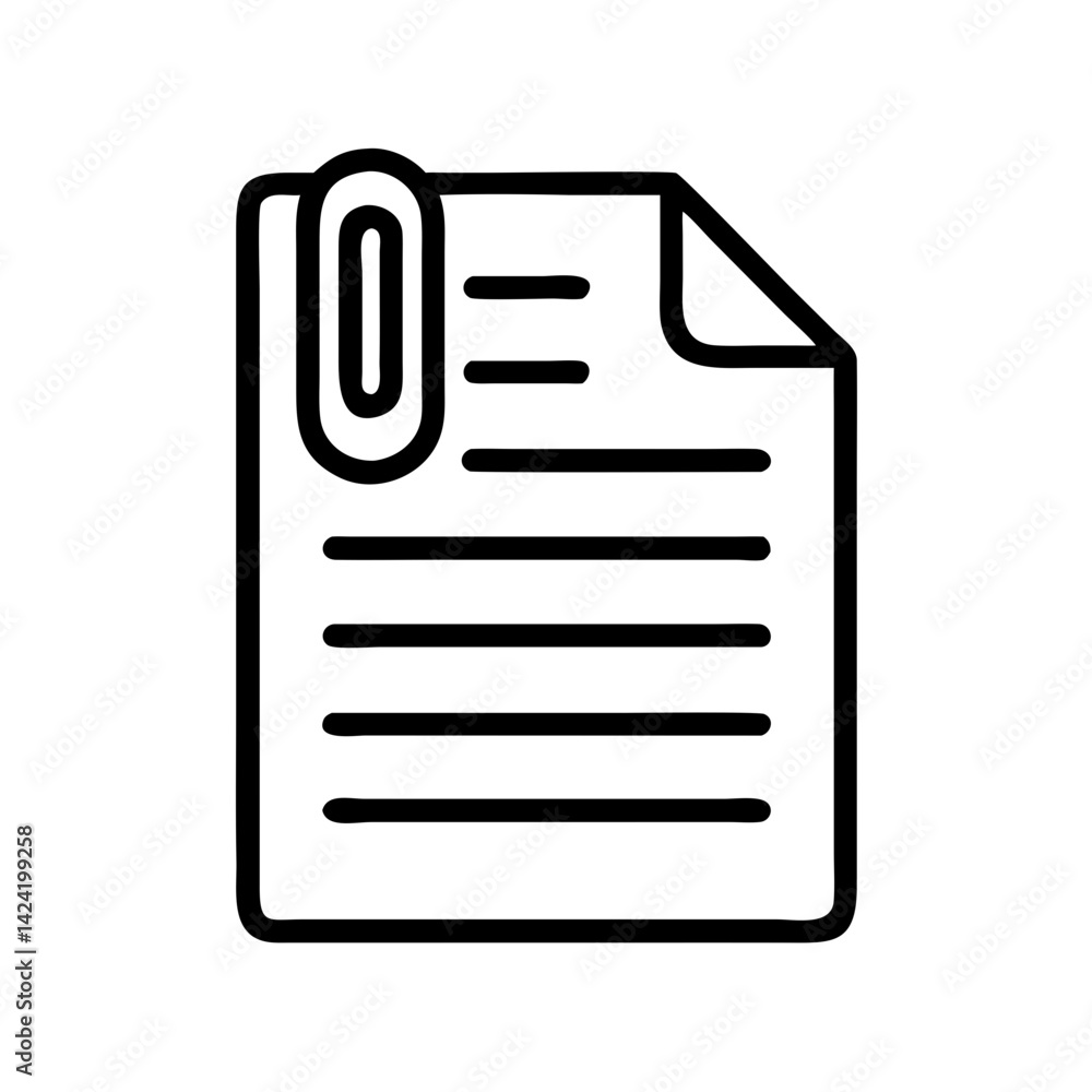 Leinwandbilder Document Sheet with Paperclip Icon Representing Attached Files and Organization