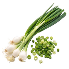 Chopped green onions png scallions png vegetable topping png white background image