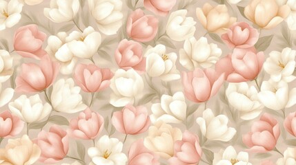 Elegant Floral Pattern: Soft Hues of Pink and White Blooms
