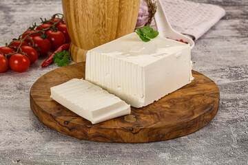 Soft Feta cheese piece with cut