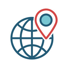 Earth Pin Icon Representing Global Business and Worldwide Presence