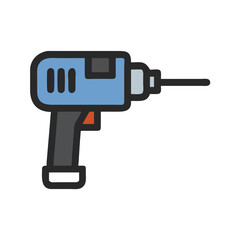 Electric Drill Tool Icon Representing Power Tools and Construction Work