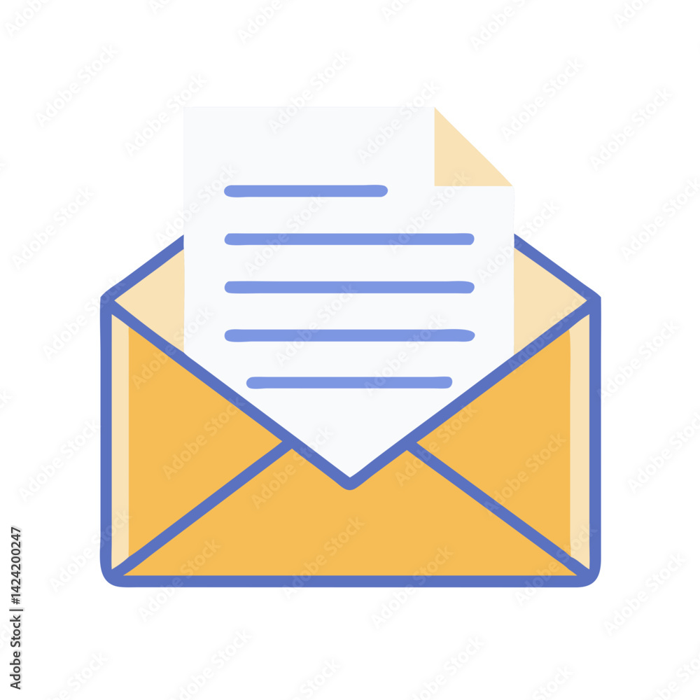 Poster email message with document icon representing digital communication and file sharing
