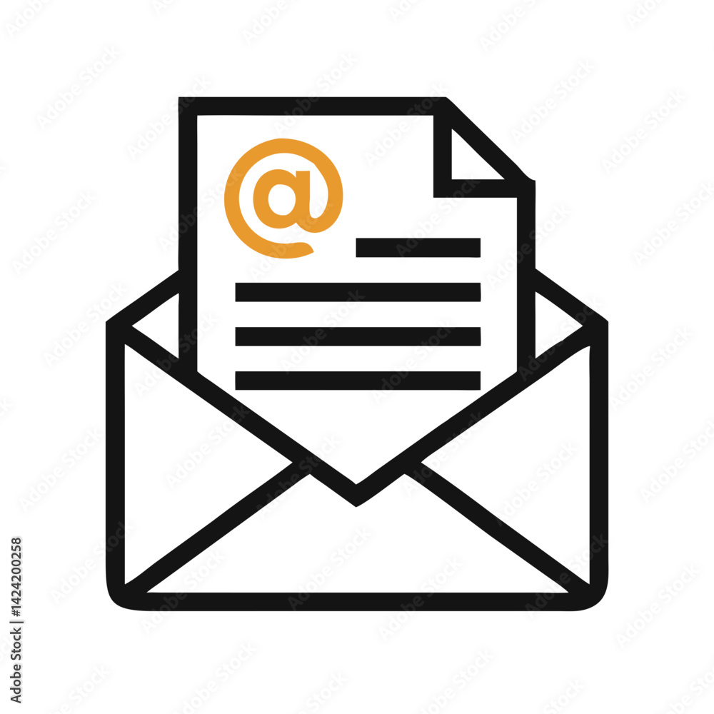 Poster Email Message with Document Icon Representing Digital Communication and File Sharing